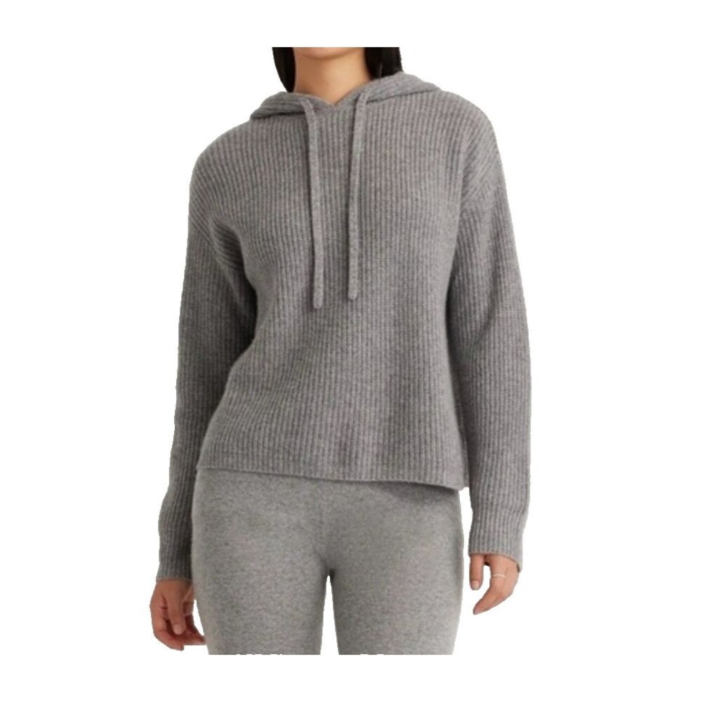 QUINCE 100% Cashmere Hoodie Womens Medium Gray Boxy Fisherman